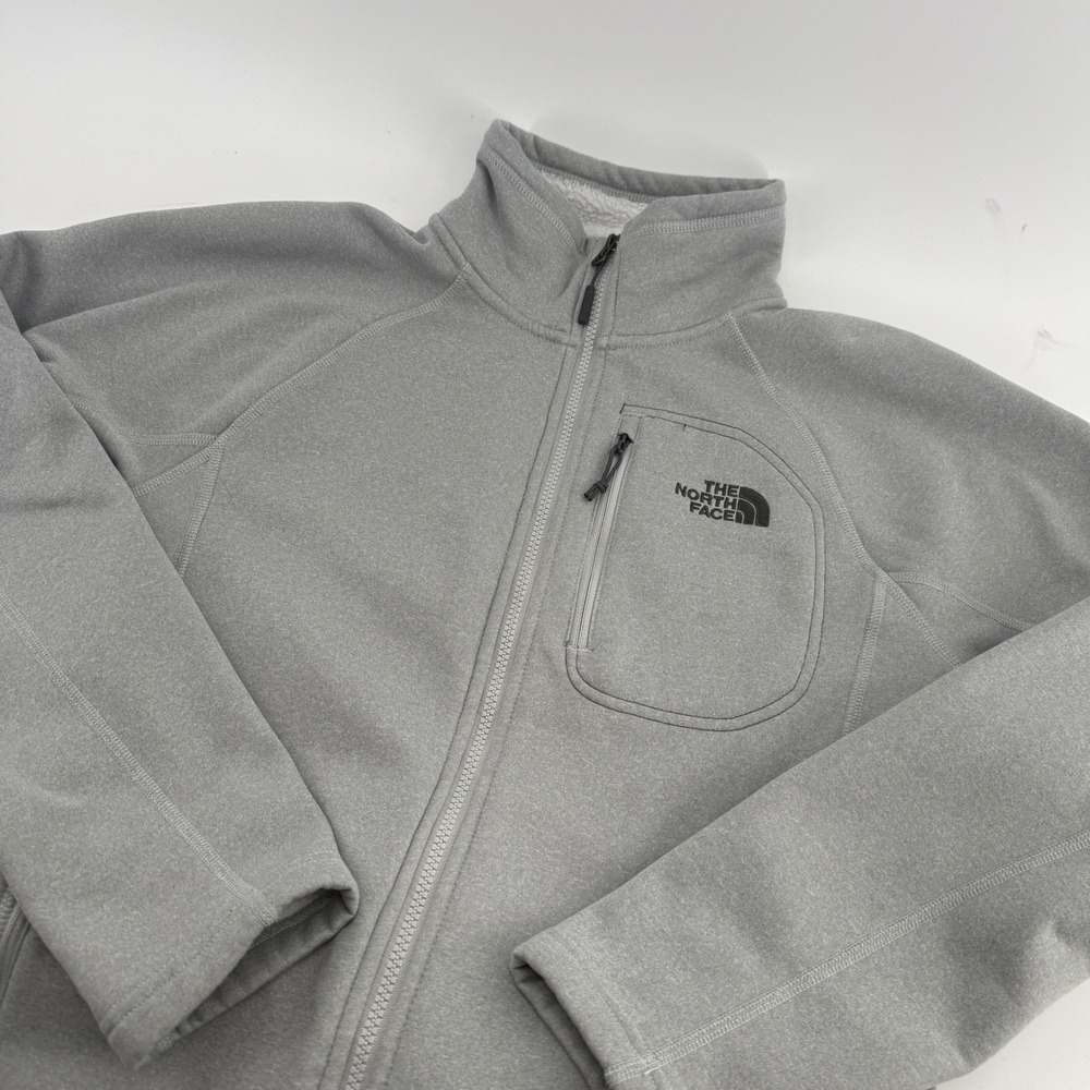 The North Face Mens Gray Fleece Lined Full Zip Jacket Small Raglan Sleeve 1777